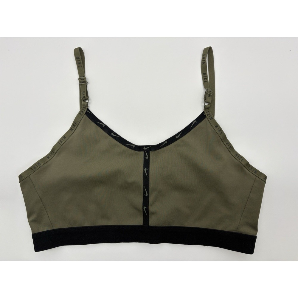 Nike Indy Light Support Sports Bra Women's XL Dri Fit Olive Green Padded